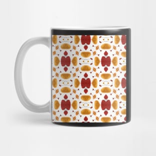 Mid-Century Modern Abstract Red and Tangerine Orange Multimedia Watercolor and Ink Doodle Pattern Mug